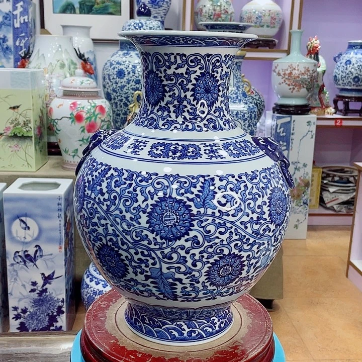 花瓶全手工釉下青花灯笼瓶
