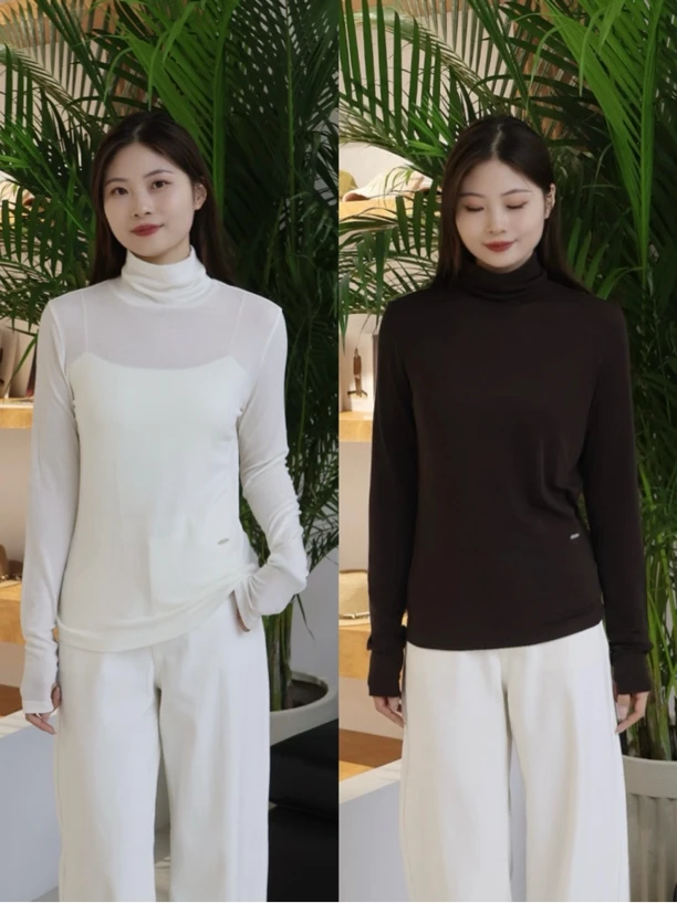 WIWH上衣｜『HQQ专属』绵羊毛➕莱赛尔高领百搭打底衫2E352
