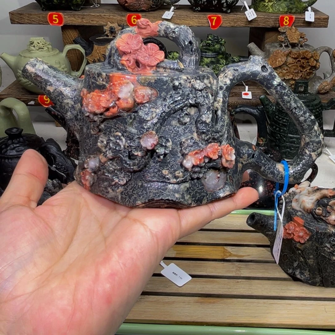 泉***客材梅花玉安山玉精品盖微瑕