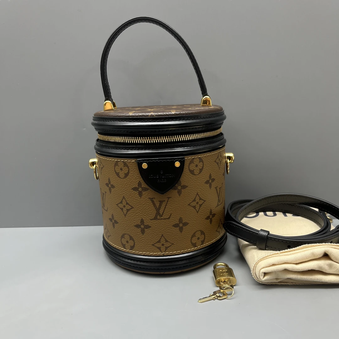 95新 LouisVuitton/路易威登 老花Cannes发财桶 芯片款尺寸15*17