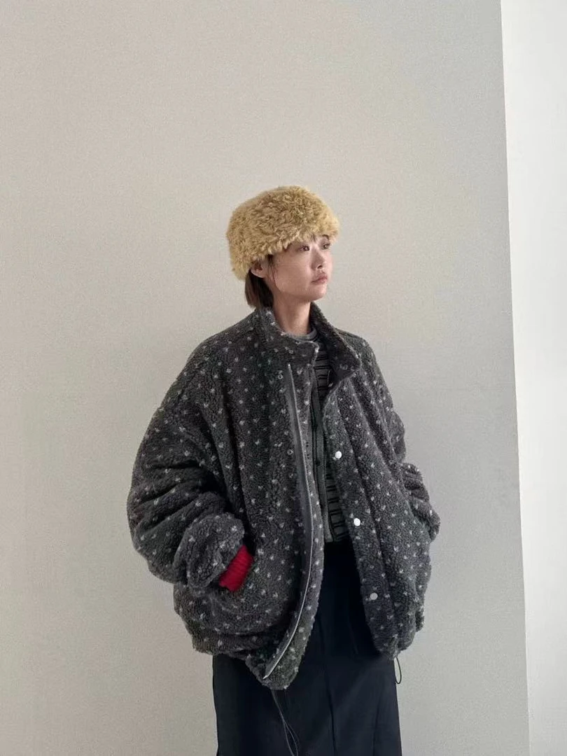 0296【冬季新款】满印爱心韩系拉链外套（9571）