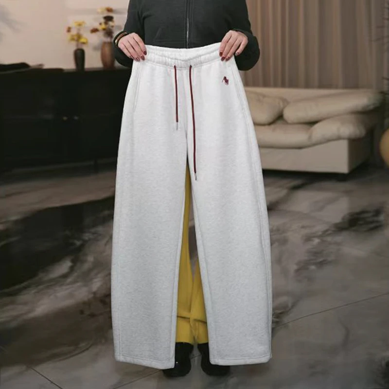 IKIEC+C女士秋季新款宽松休闲小马阔腿裤弯刀裤显瘦百搭抽绳