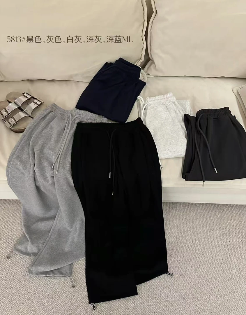 （库）温柔瑶-Uncle Be#抽绳宽松百搭阔腿裤#5813（裤长102cm）