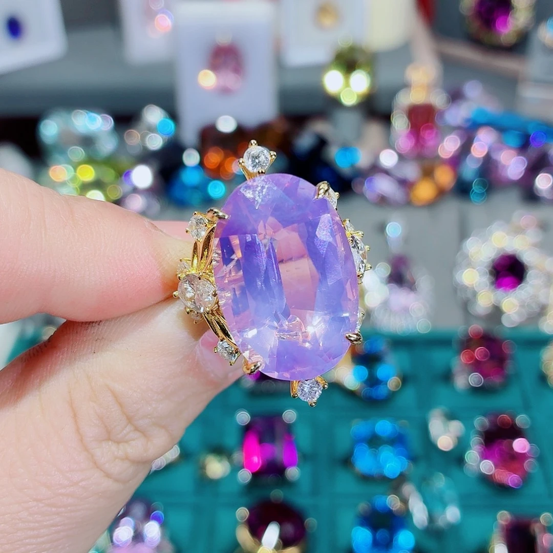 水晶戒指银S925镶嵌