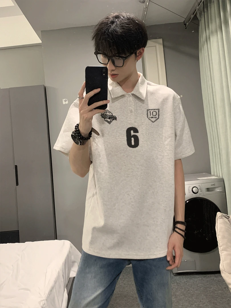 潮牌POLO衫纯棉小众设计感痞帅简约休闲韩版宽松百搭短袖T恤夏季