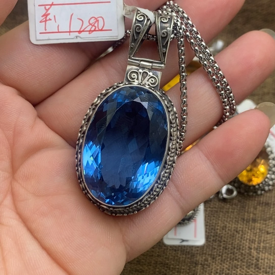 仿水晶吊坠925银奇****装晓鱼尼泊尔手工制作