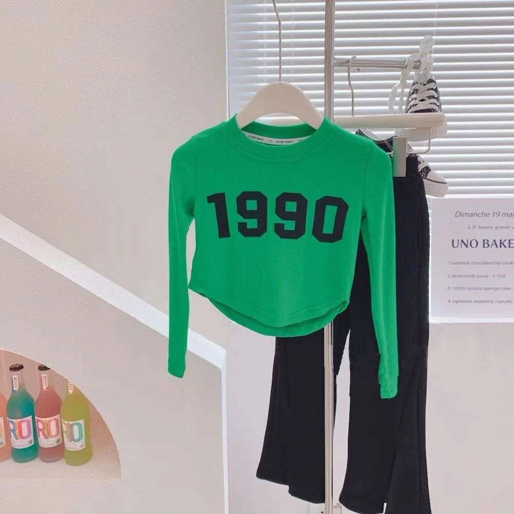 2025春秋新款女童韩版童装中小童洋气弹力儿国庆教师节宝宝t恤