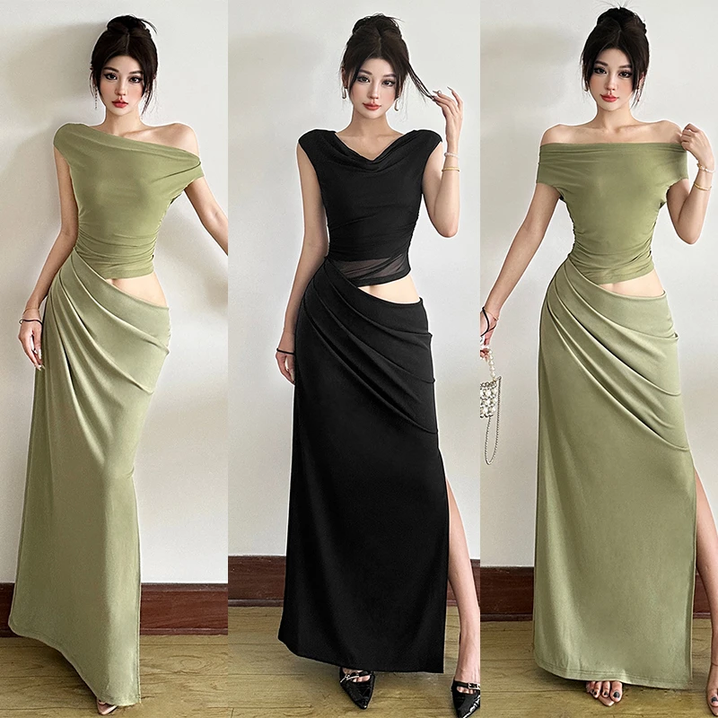 Malou 小众高级感优雅遮腰镂空性感显瘦多穿法连衣裙女K25D75881