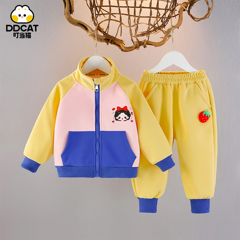 叮当猫女童套装春秋洋气中小童休闲秋装儿童长袖女宝宝运动两件套