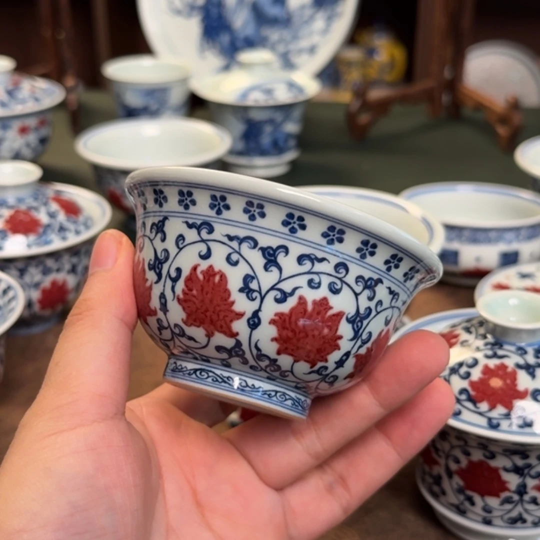 纯手工手绘陶瓷茶具瑕疵