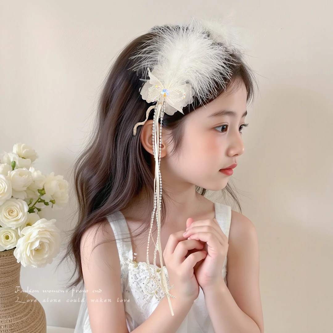 【超仙】羽毛流苏发箍女生日头饰儿童公主拍照表演发卡头饰古风头箍
