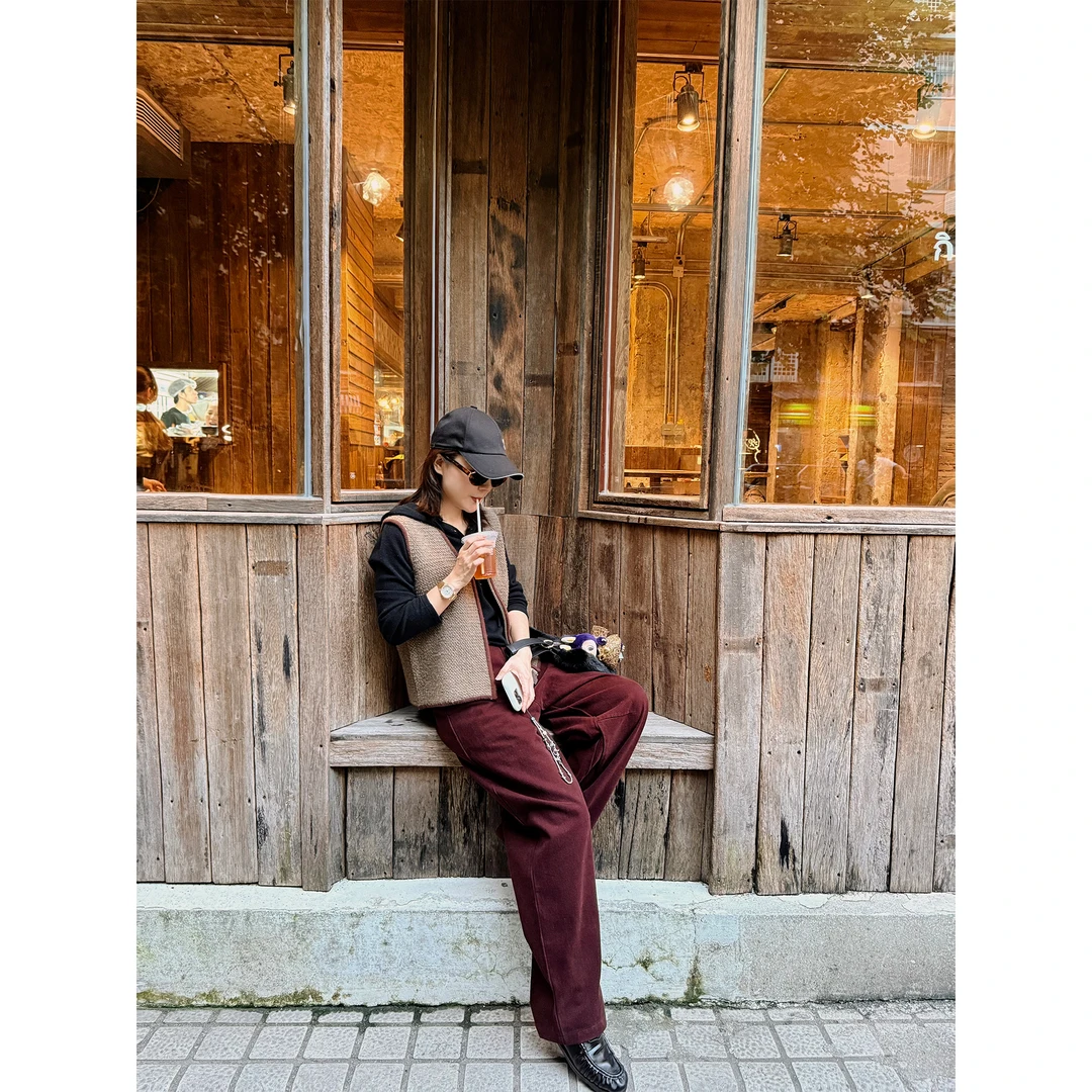 Manchenh"盛世长红裤"LP同源面料超细高密斜纹棉长腿裤(半松紧腰)