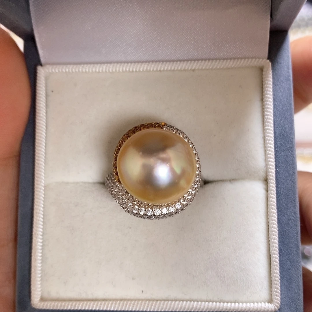 海水珍珠戒指银S925镶嵌
