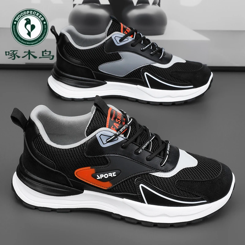 【正品】啄木鸟秋季男鞋新款透气韩版网面运动鞋子男百搭休闲老爹鞋