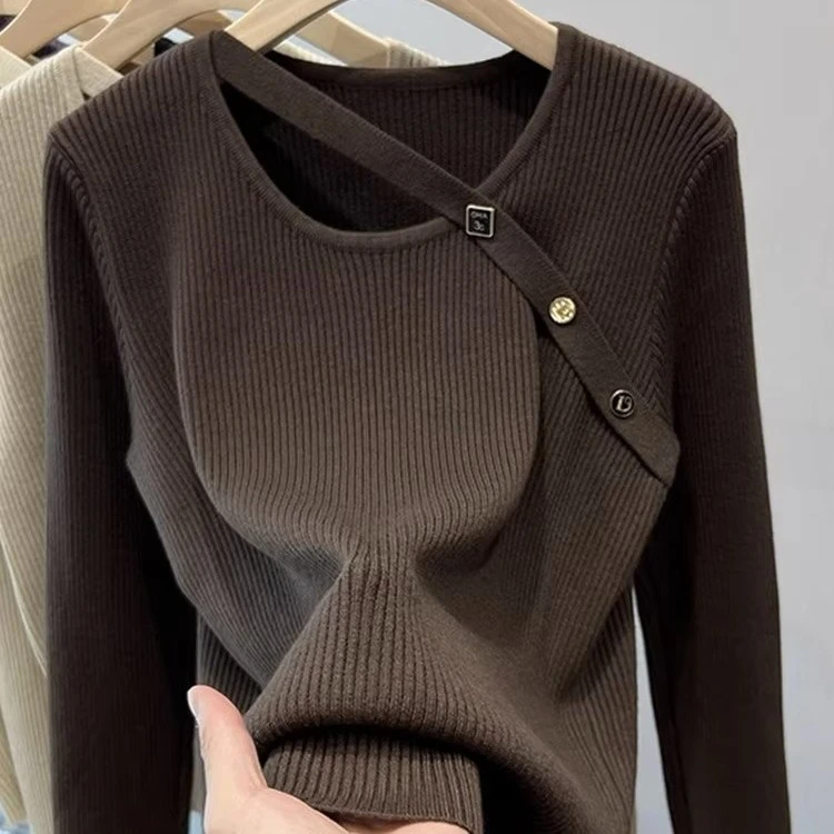 秋季长袖套头针织衫时尚百搭气质显瘦洋气修身新款长袖上衣秋冬
