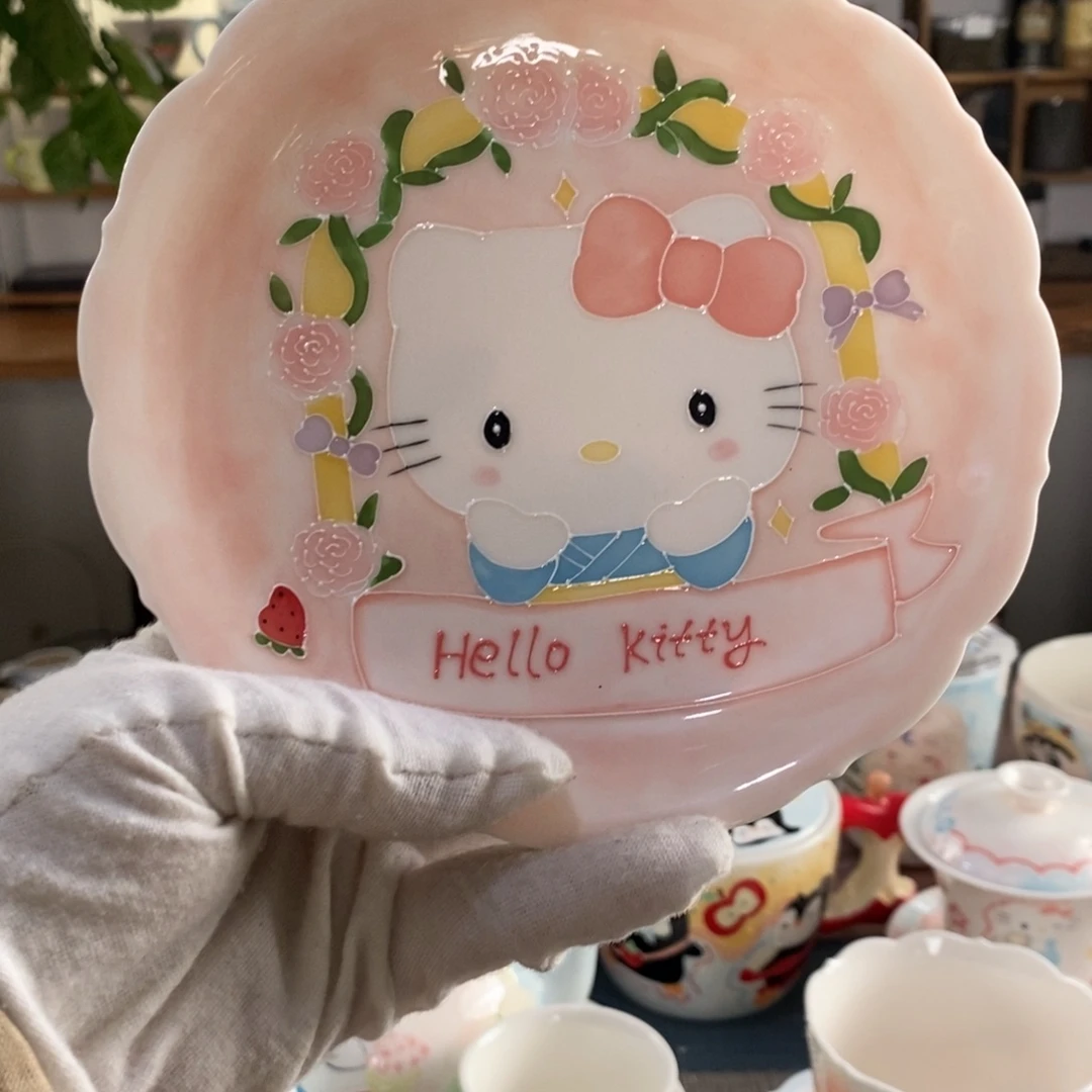 虾***￥瓷片彩色绣球景德镇釉下彩手绘