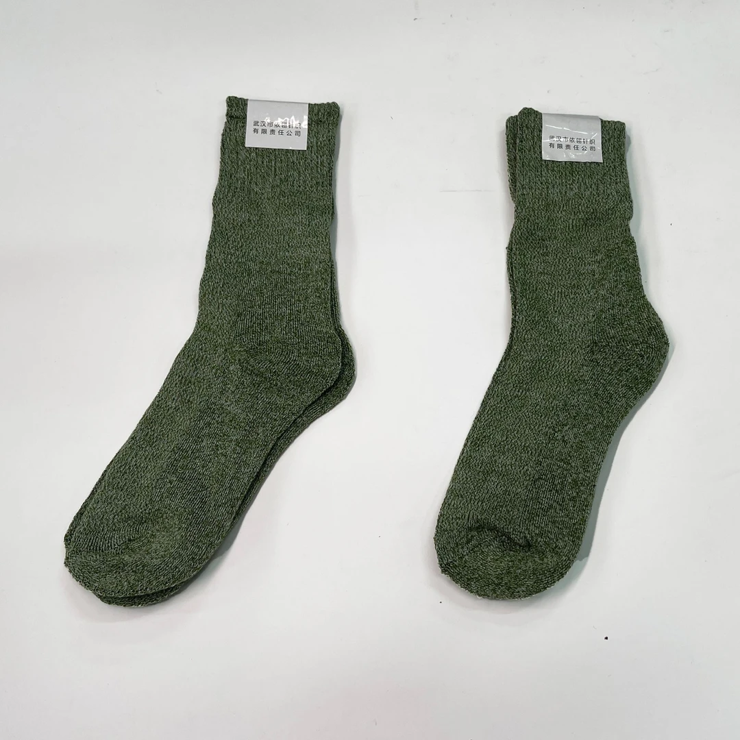 老边加厚绿色毛巾袜