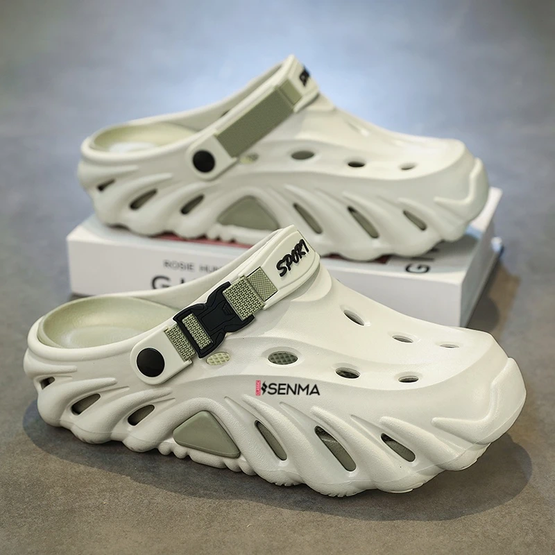 森马男鞋男士夏季透气镂空踩屎感高弹轻便洞洞鞋开车沙滩凉拖鞋