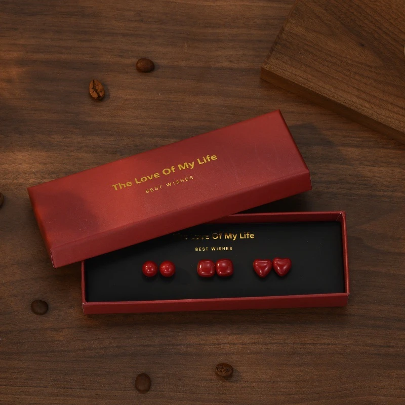 合金耳饰 1169三对安可拉红耳钉个性气质耳钉时尚氛围设计感