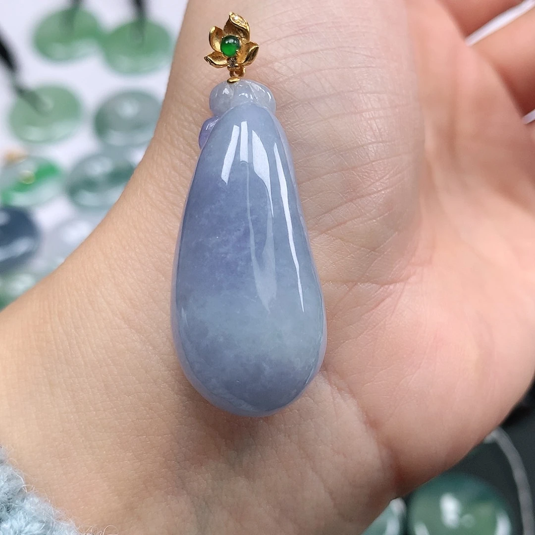 翡翠颈饰18K金镶嵌平安