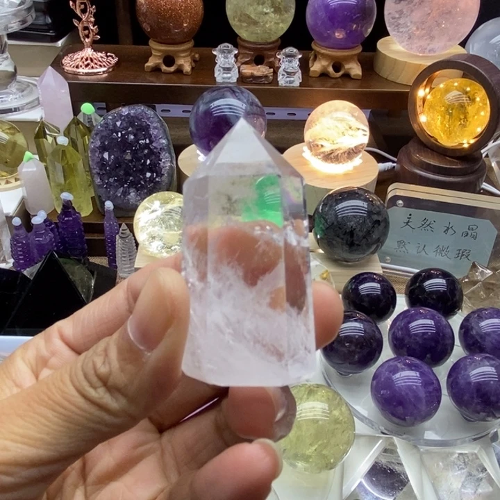 水晶摆件未镶嵌天然白水晶柱漏