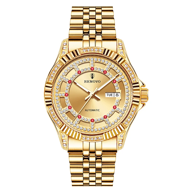 RENOVO罗诺威双日历高档商务防水男士机械手表-R33255-XGZX