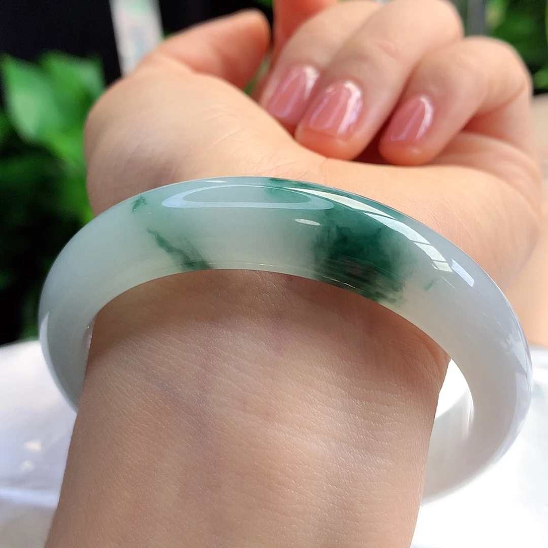 未镶嵌手镯翡翠55-56圈口完美飘花灵动5号