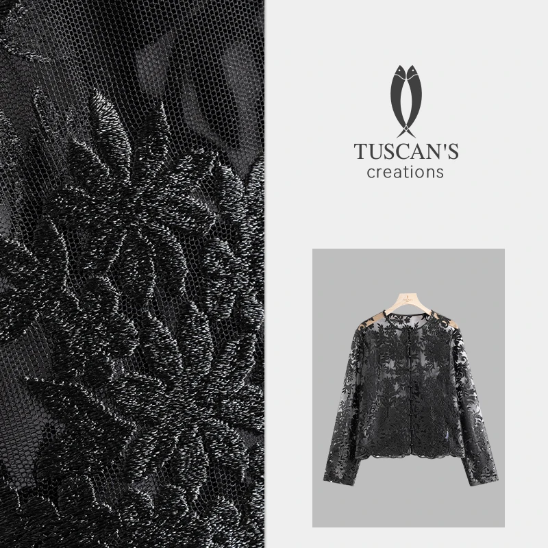 TUSCAN'S CREATIONS国风刺绣蕾丝长袖开衫新中式薄款上衣TS时代