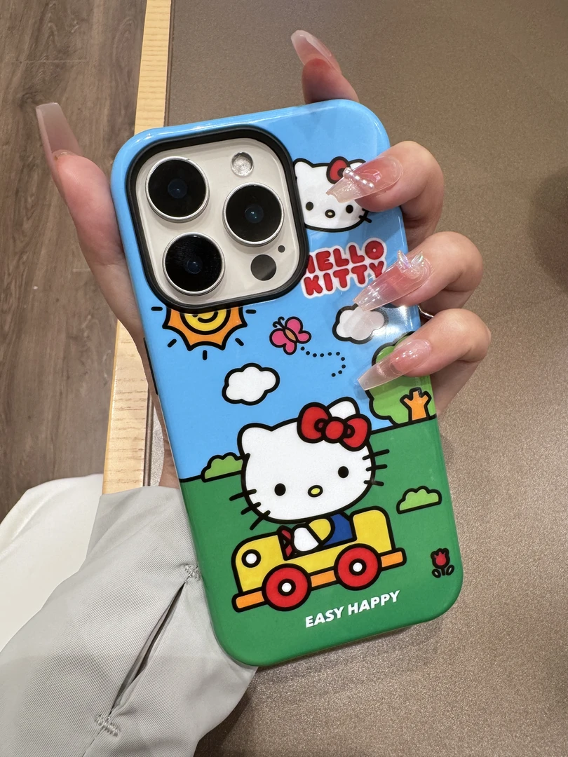 晴天Kitty二合一光面菲林ins手机壳适用苹果16pm三星小米保护壳