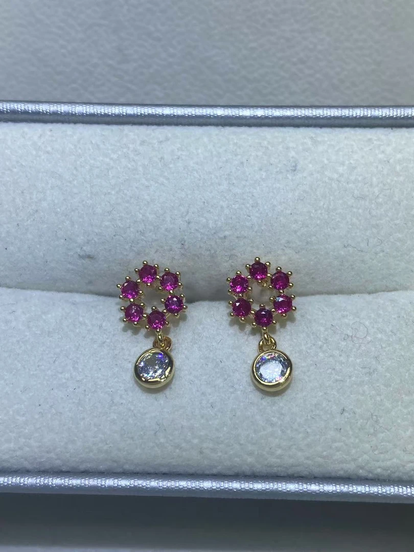 耳饰 【米米甄选 高端大气】红色耳钉C-2291