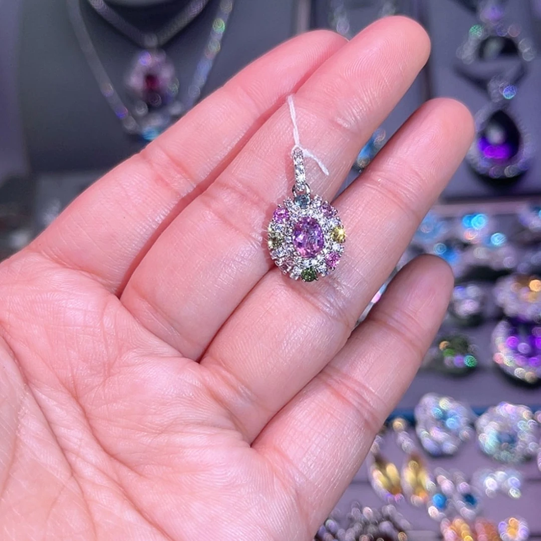 【闪购商品】碧玺吊坠(赠链)银S925镶嵌