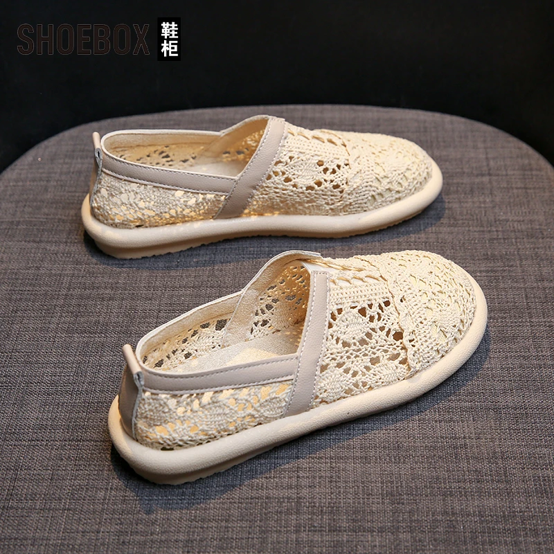 SHOEBOX鞋柜复古平底渔夫鞋女夏2025新款森系凉鞋休闲孕妇单鞋