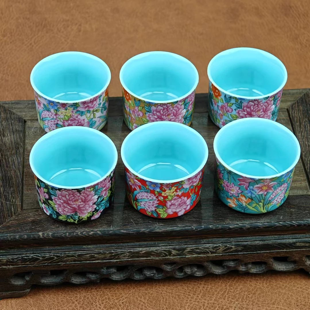 德化珐琅彩六杯套组A165