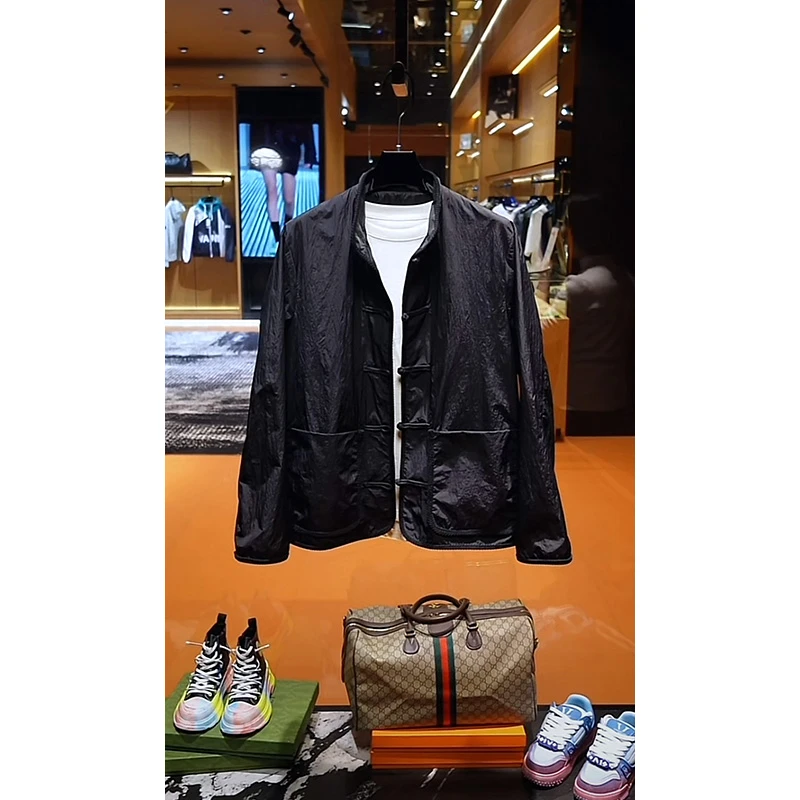 "新中式国风外套”纯色复古唐装春季潮流时尚立领中国风盘扣夹克男