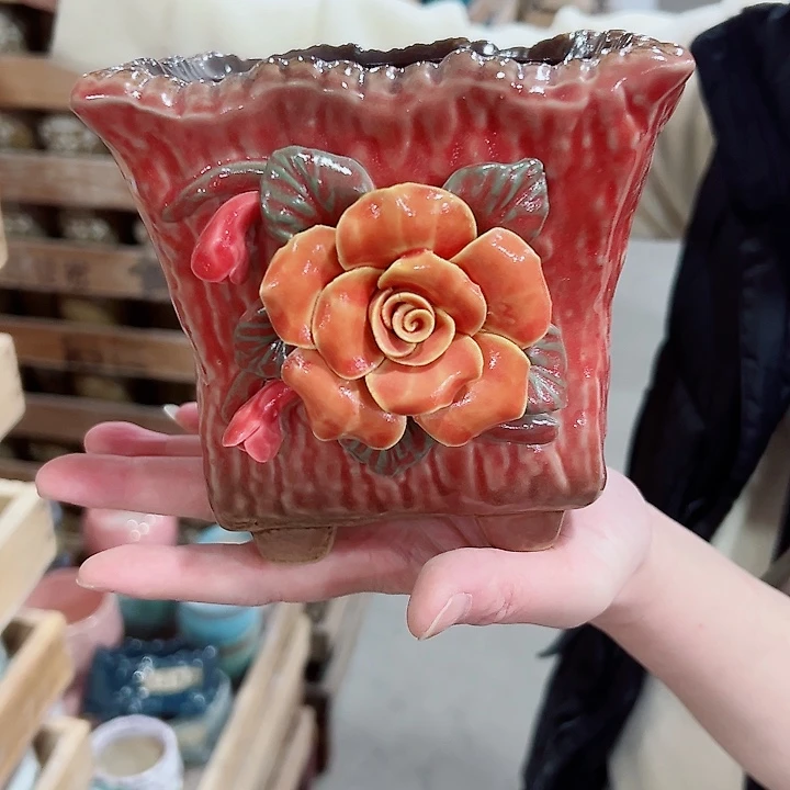 有孔.凑满10元发货多肉陶瓷花盆！