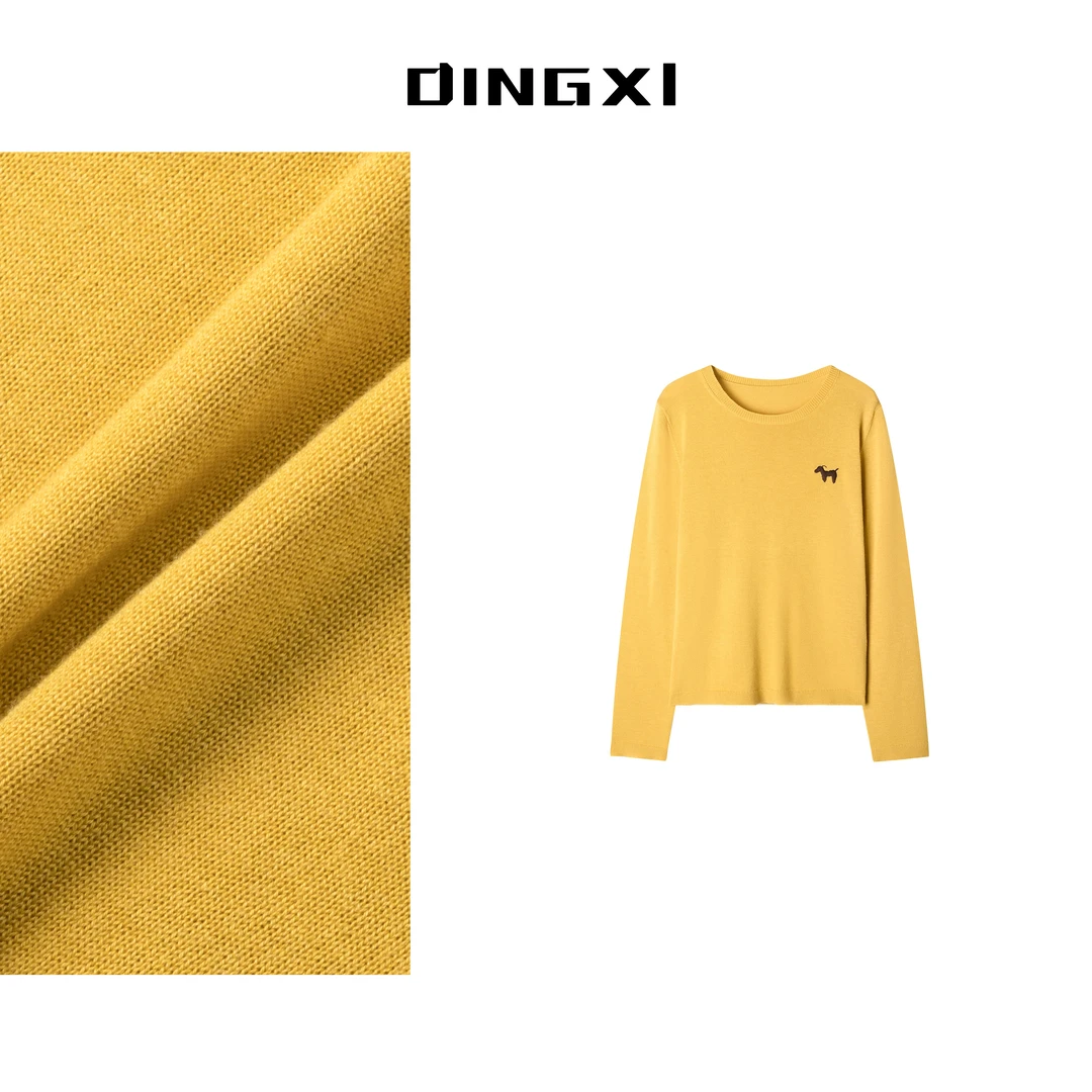 【风生高端甄选】圆领休闲毛针织衫长袖秋季刺绣百搭纯色小马