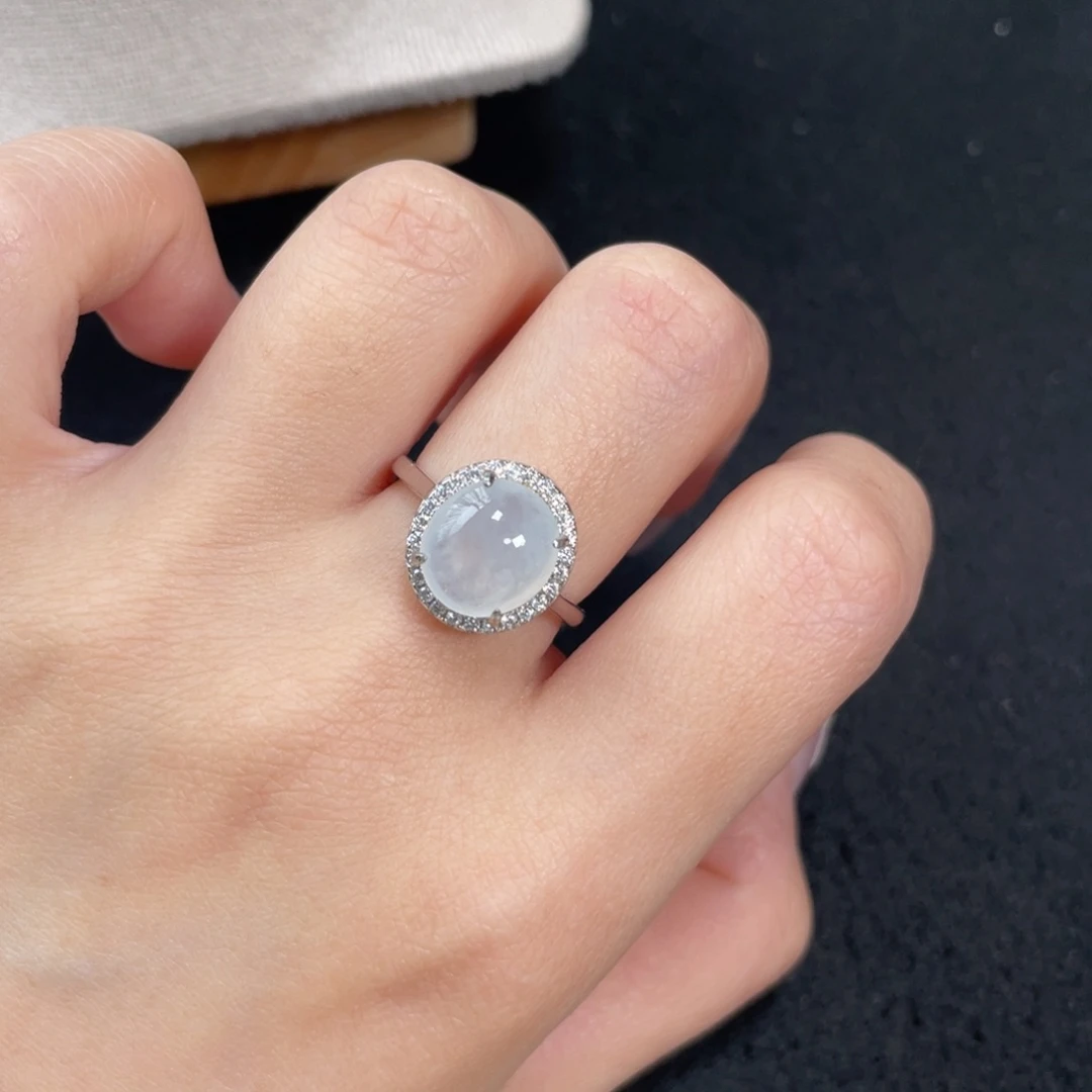 翡翠戒指银S925镶嵌55888