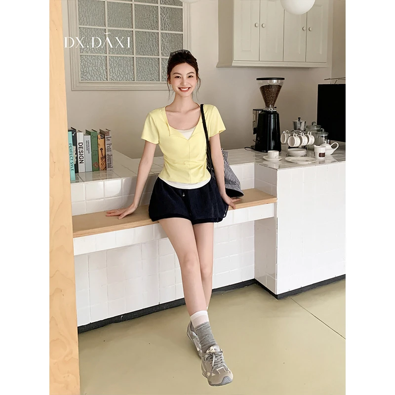 代大喜【特调气泡水】韩版短裤百搭裤子女款爆款2025新款阔腿休闲裤