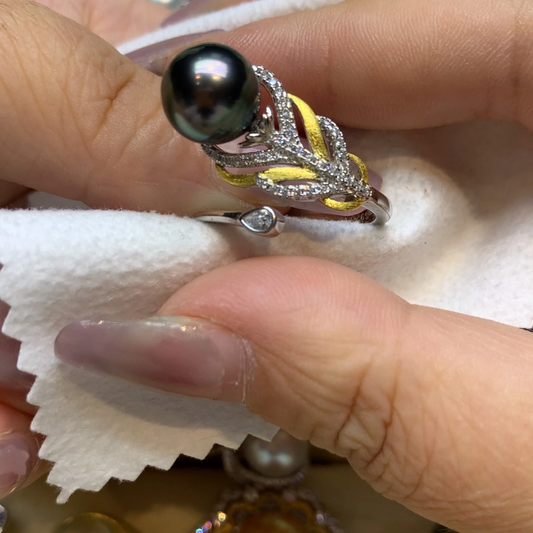 银S925镶嵌戒指海水珍珠