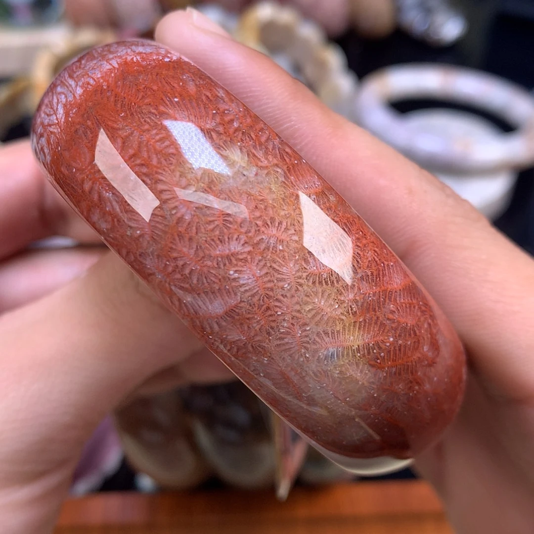 【闪购商品】颈饰未镶嵌硅化珊瑚（珊瑚玉）113号60.8圈红彩胖虫