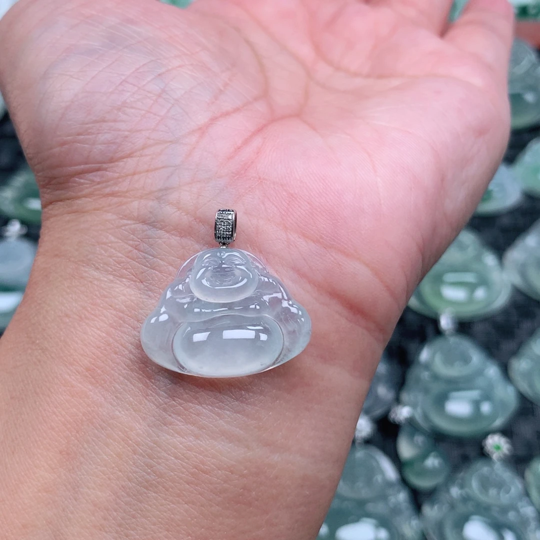 运***士翡翠18K金镶嵌吊坠(不含链)