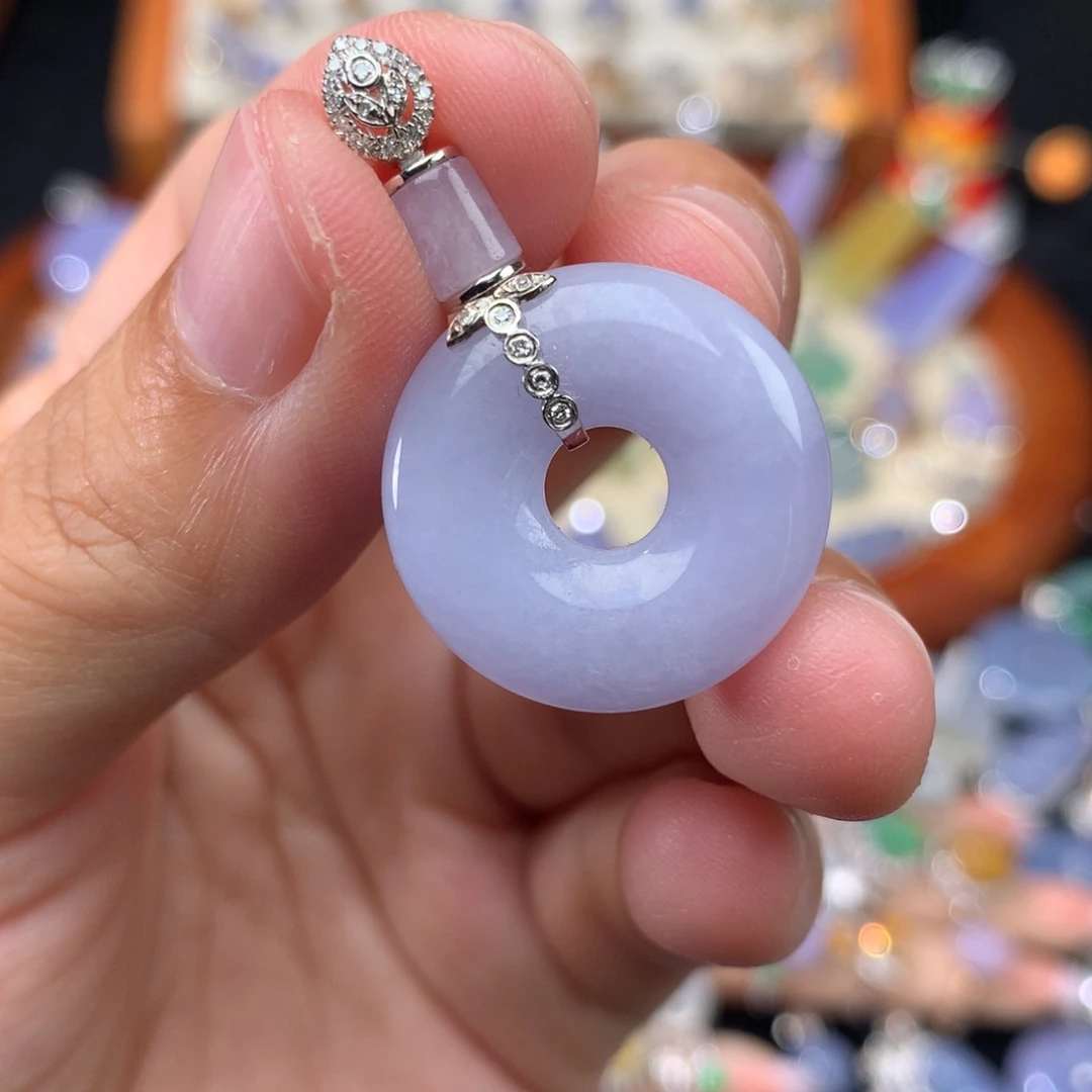 翡翠18K金镶嵌吊坠(不含链)