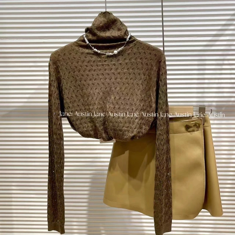Jane Austin •（皇冠-高领）2024早春新款堆堆领打底衫内搭洋气上