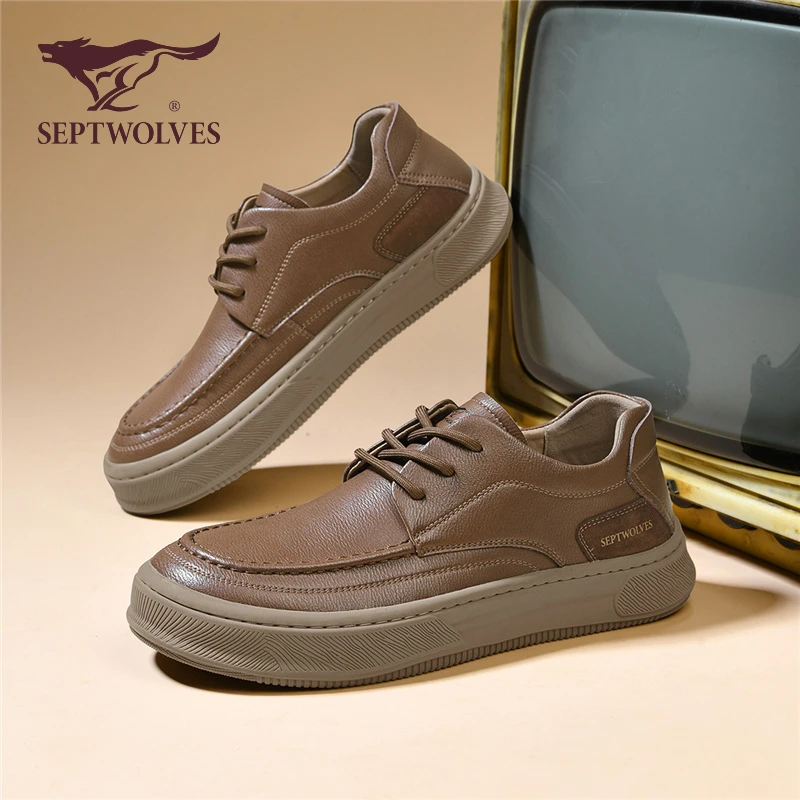 七匹狼男鞋秋季2025新款时尚复古英伦风休闲皮鞋男上班通勤休闲鞋