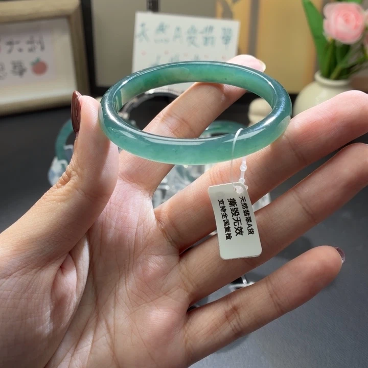 翡翠未镶嵌手镯森林绿54