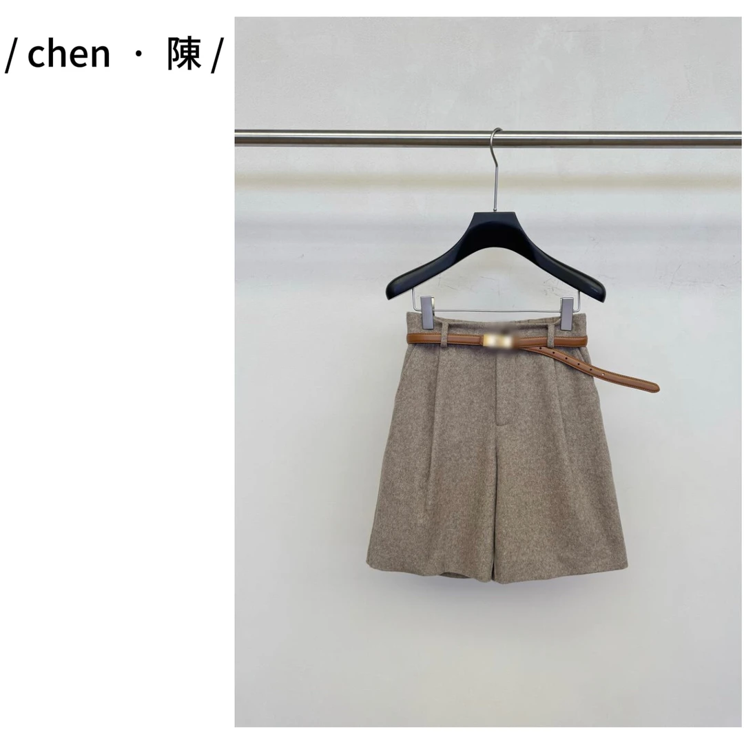 chen·陳轻奢【极简斜纹】老钱羊毛中裤（黑色会沾毛）