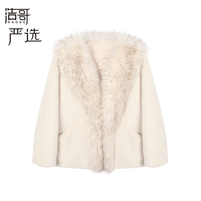 浩哥严选●D3WT9198A时尚小香风粉色大毛领外套女莫奈花园风