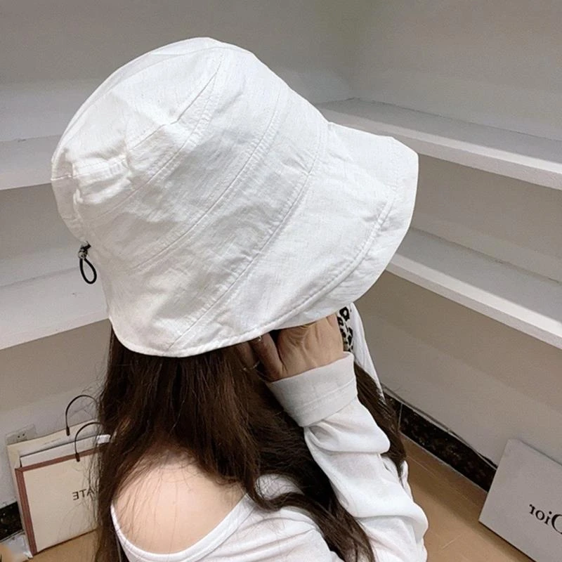 韩货色天丝前长后短渔夫帽女春夏轻薄透气显脸小水桶帽百搭盆帽