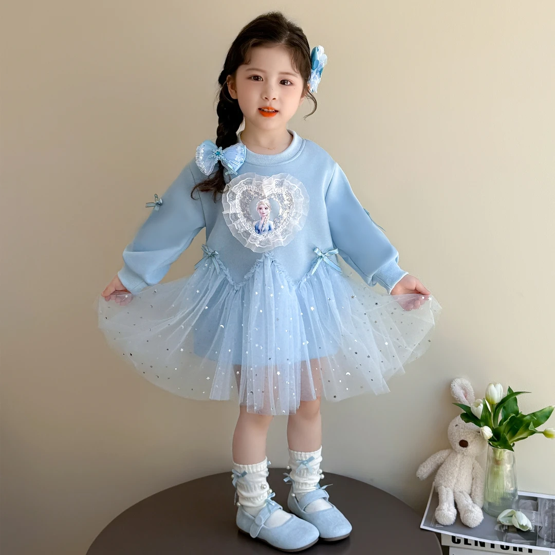 女童连衣裙春秋季2025新款儿童爱莎公主裙时髦小女孩长袖艾莎裙子