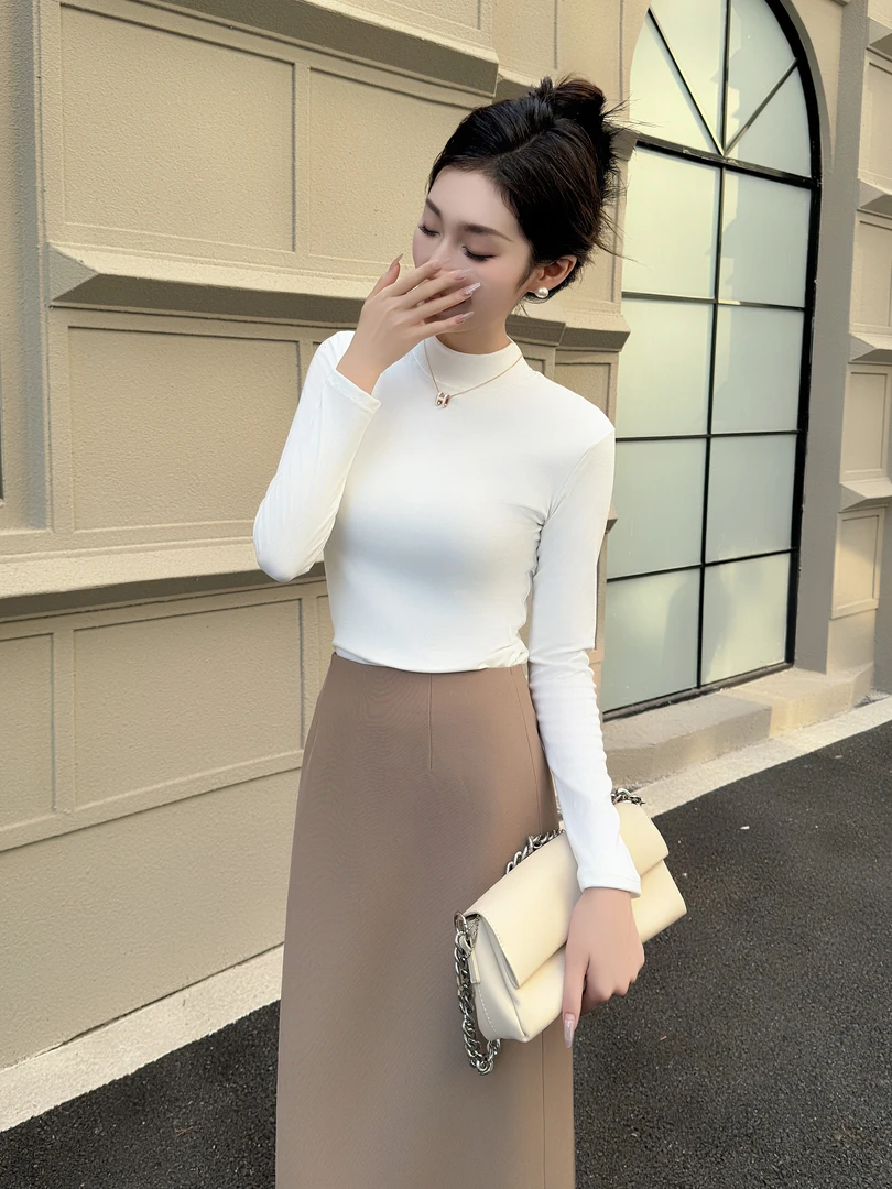 CM076  升级版小立领女款双面磨毛打底衫上衣 不加绒